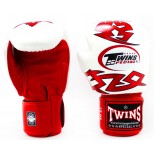 Тайские перчатки Twins Special с рисунком (FBGV-28 red/white)